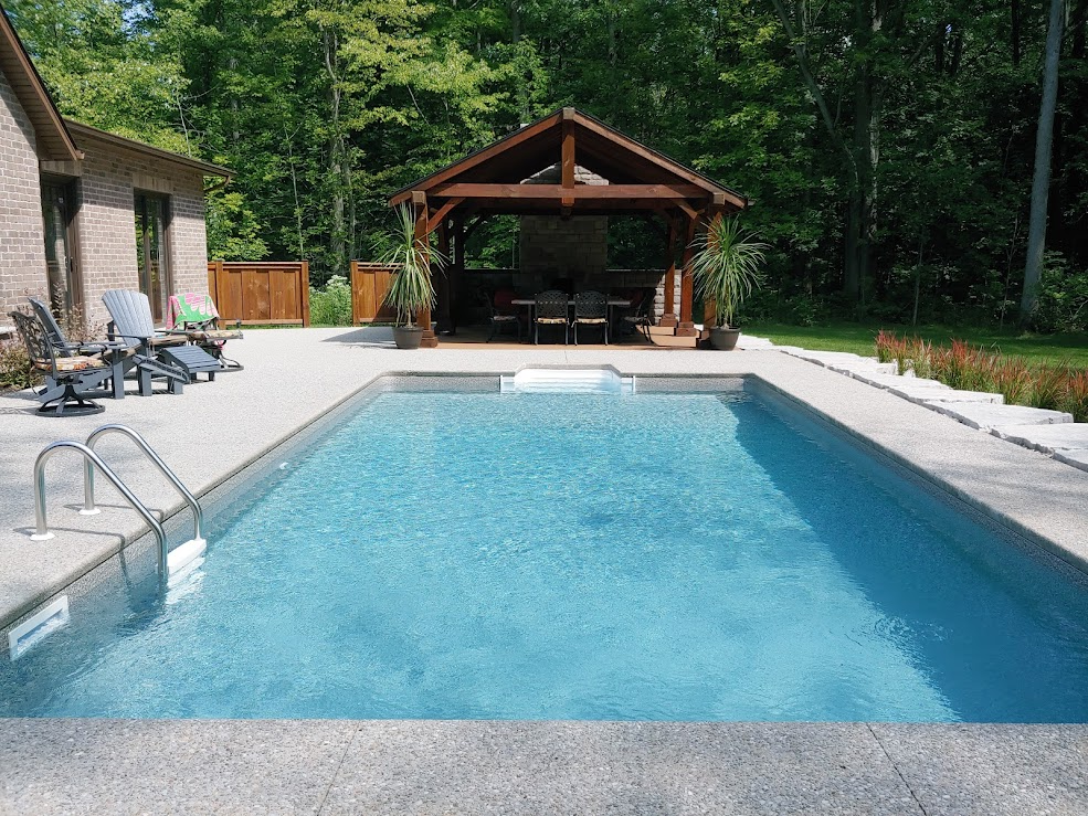 timber frame by pool in vineland